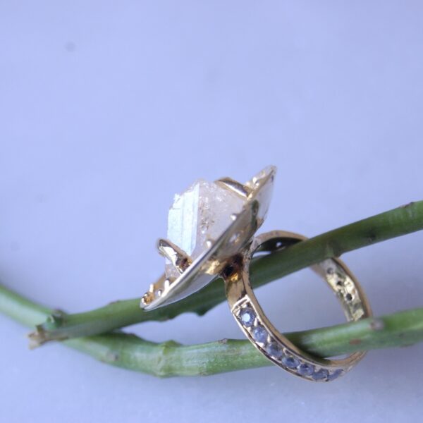 Raw Topaz Sterling Silver (Gold Plated) Ring - Image 4