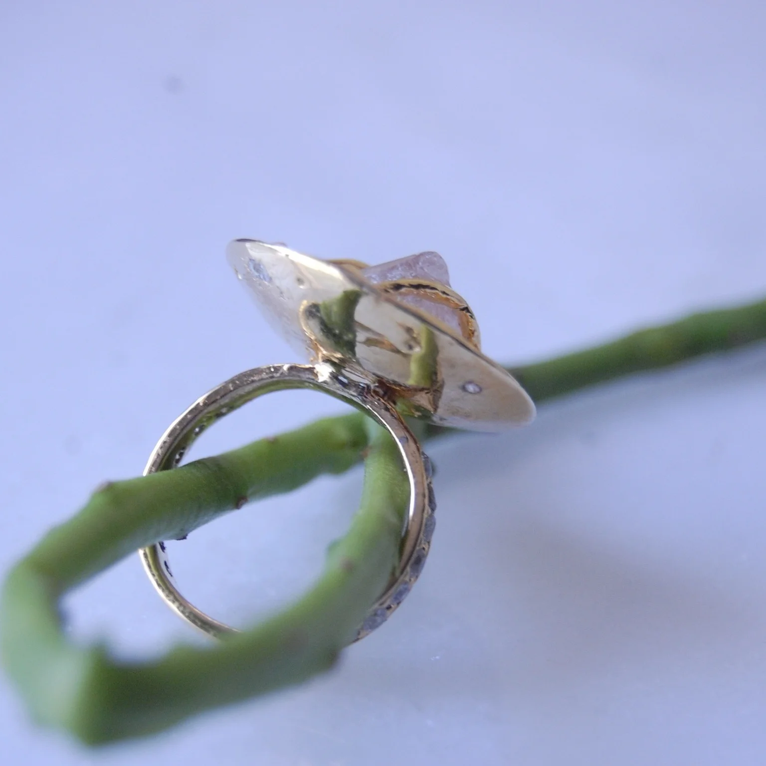 Raw Topaz Sterling Silver (Gold Plated) Ring - Image 5
