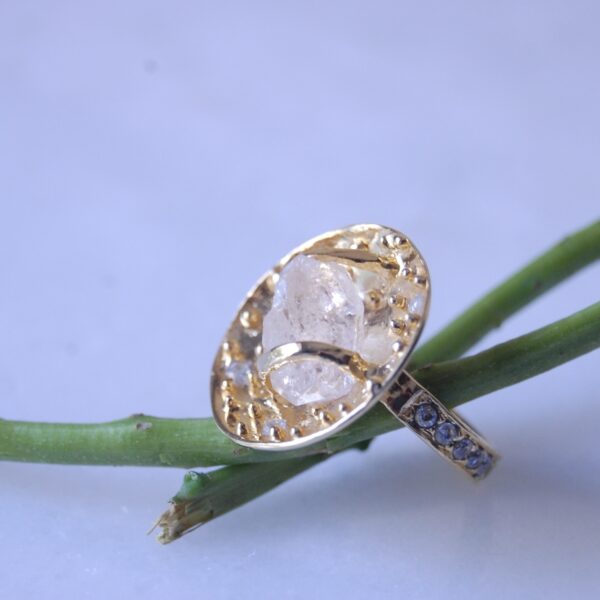 Raw Topaz Sterling Silver (Gold Plated) Ring - Image 2