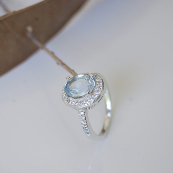 Swiss Blue Topaz Sterling Silver Ring - Image 2