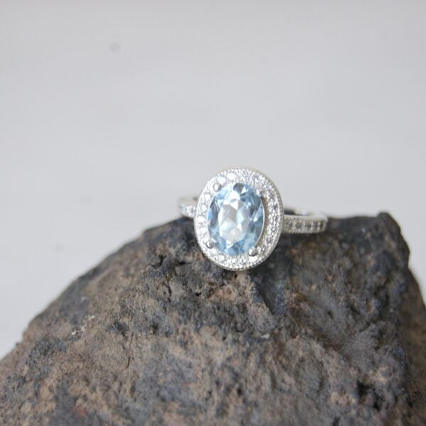 Swiss Blue Topaz Sterling Silver Ring