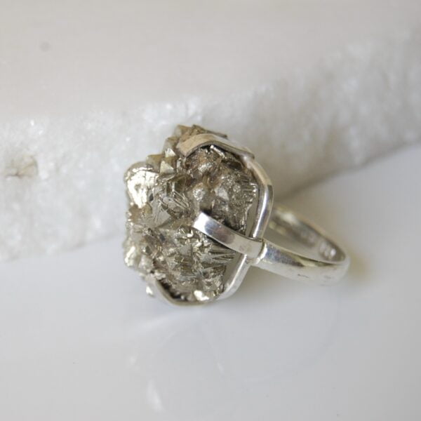 Raw Pyrite Sterling Silver Ring - Image 3