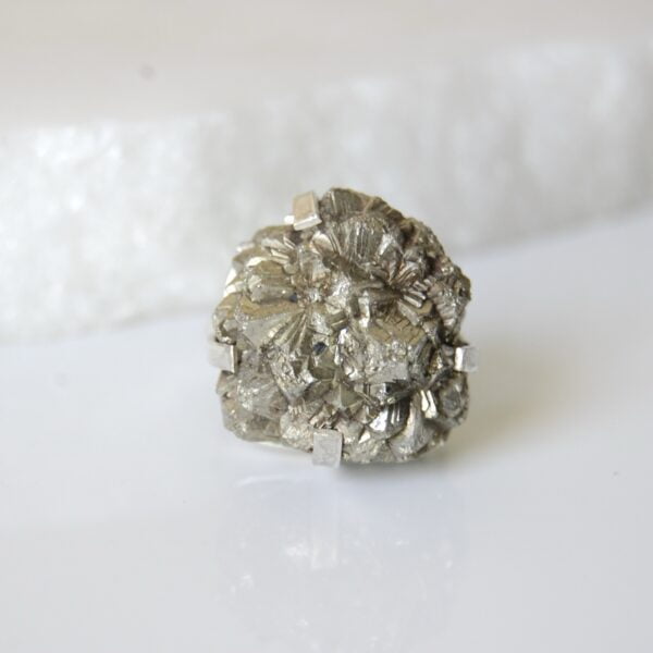 Raw Pyrite Sterling Silver Ring - Image 2