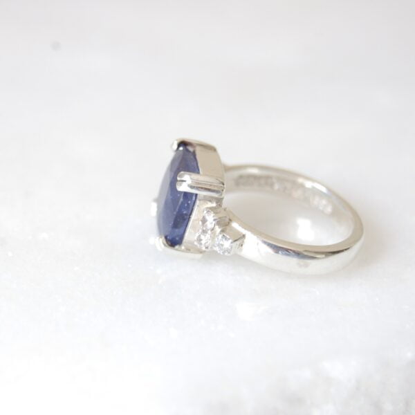 Blue Sapphire and Cubic Zirconia Sterling Silver Ring - Image 3