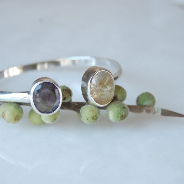 Amethyst and Rutile Quartz Sterling Silver Cuff - Image 4