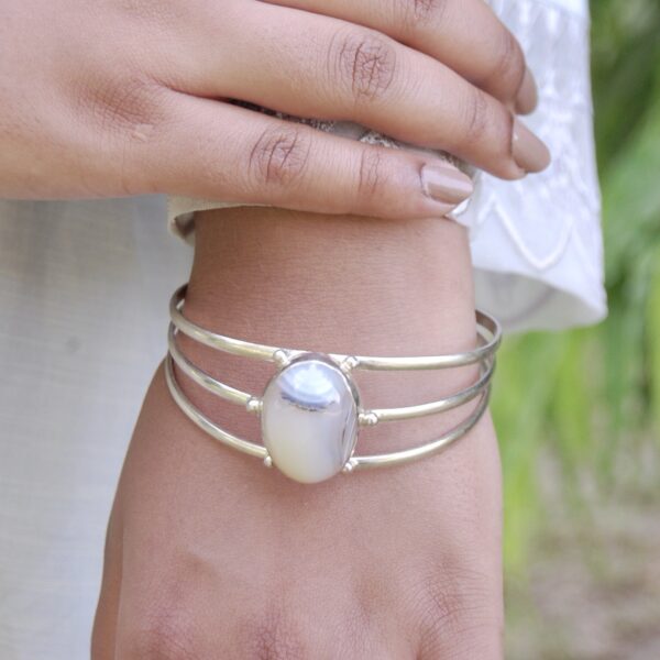 Agate (Aqeeq) Sterling Silver Cuff