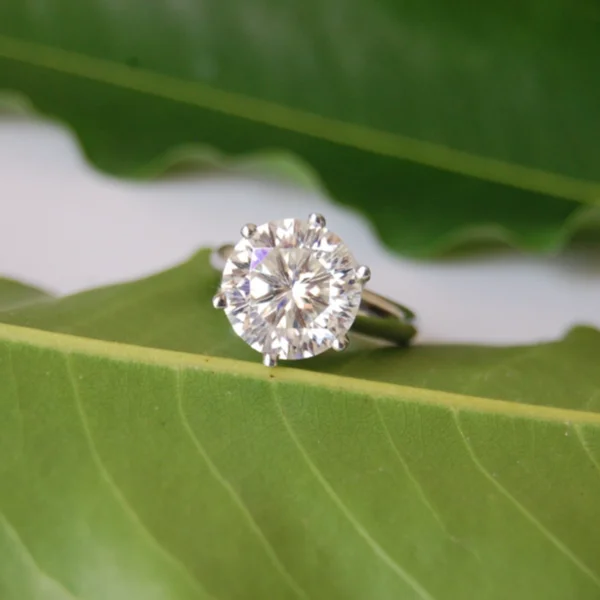 Moissanite Diamond Sterling Silver Ring