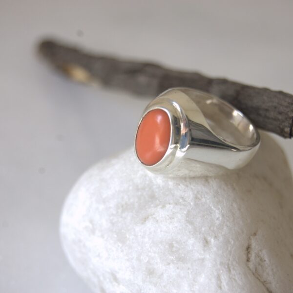 Coral Sterling Silver Ring - Image 4