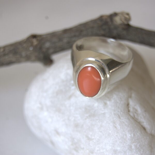 Coral Sterling Silver Ring - Image 2