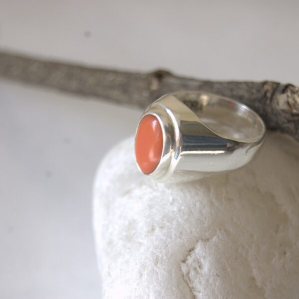 Coral Sterling Silver Ring - Image 3