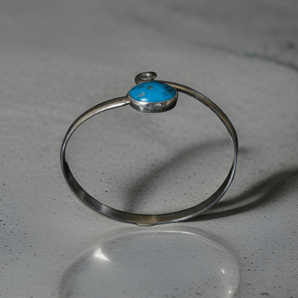 Turquoise (Feroza) Sterling Silver Cuff - Image 3