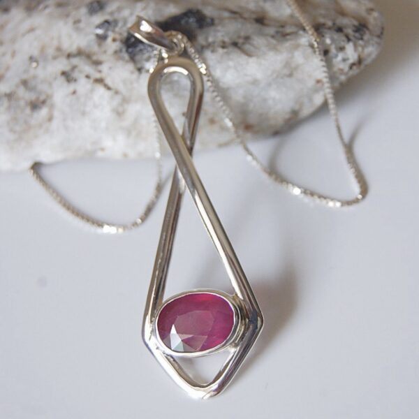 Ruby Sterling Silver Pendant - Image 2