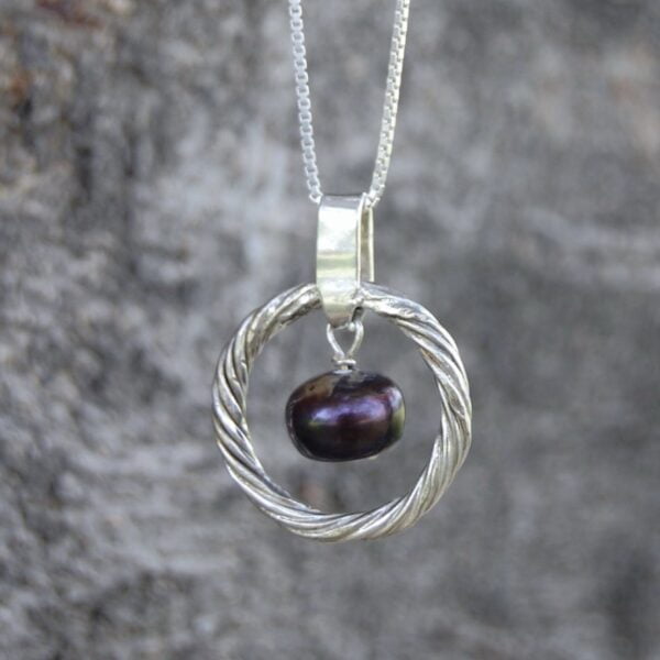 Black Pearl Sterling Silver Pendant - Image 2