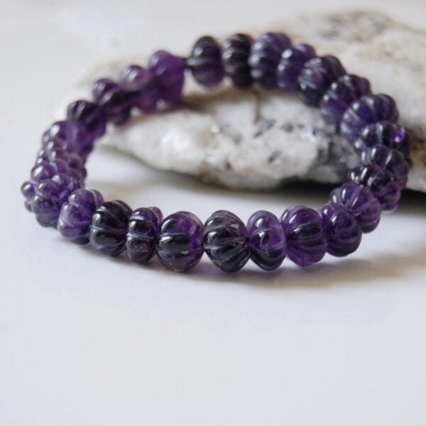 Amethyst Carved Beaded Bracelet