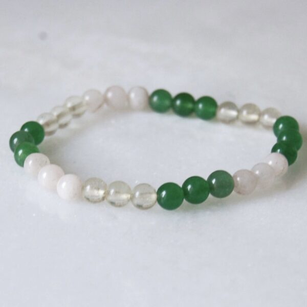 Jade, Rose & Crystal Quartz Bracelet - Image 2