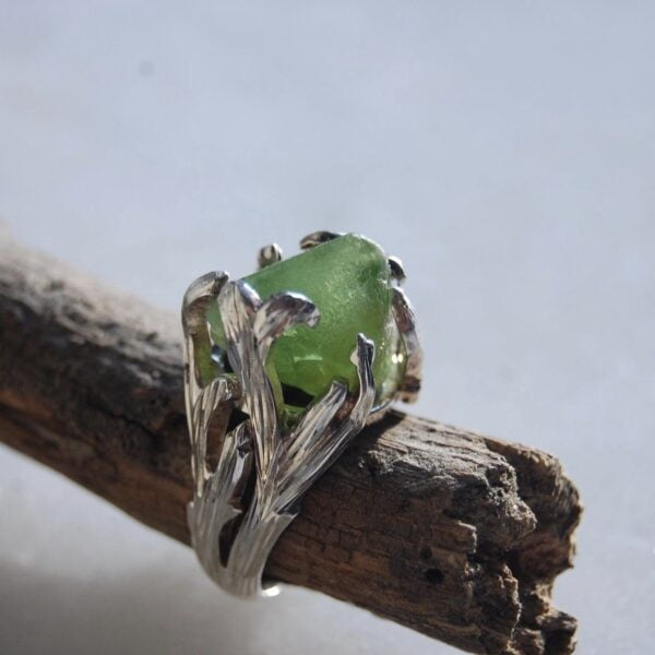 Raw Peridot Sterling Silver Ring