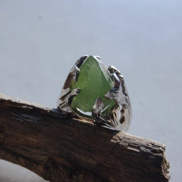 Raw Peridot Sterling Silver Ring - Image 4