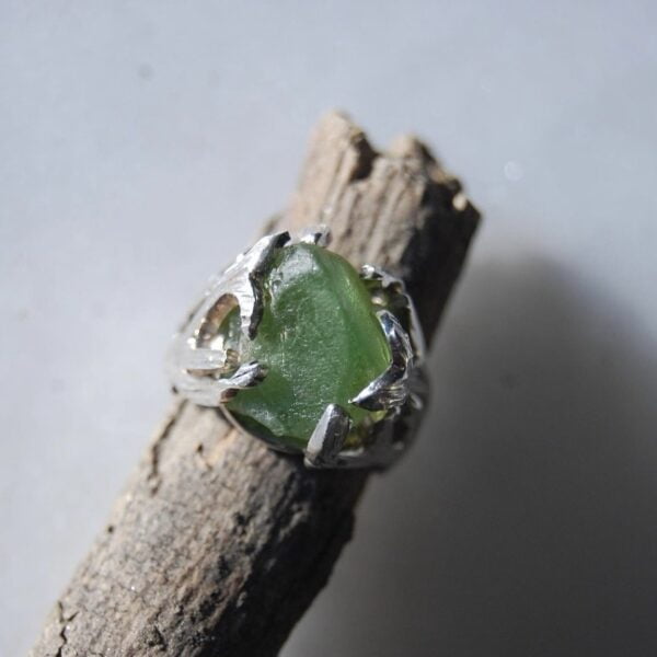 Raw Peridot Sterling Silver Ring - Image 7