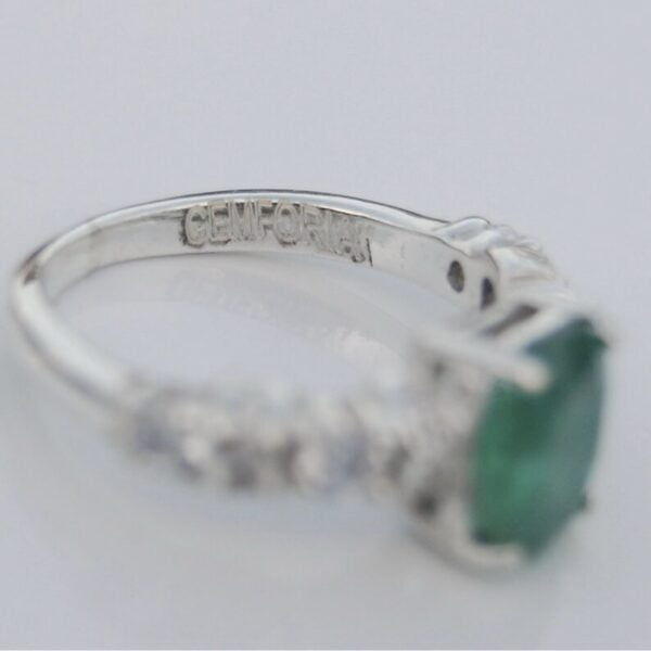 Emerald and Cubic Zirconia Sterling Silver Ring - Image 4