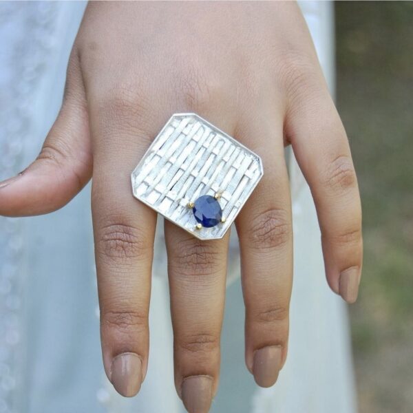 Blue Sapphire Sterling Silver Ring - Image 3