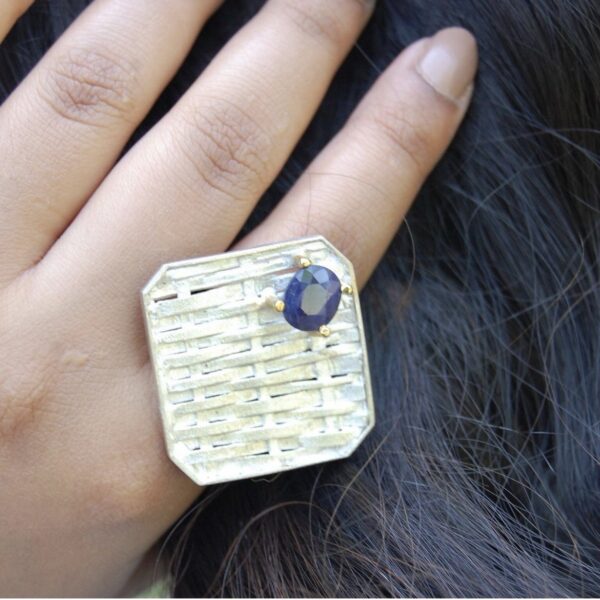 Blue Sapphire Sterling Silver Ring - Image 4