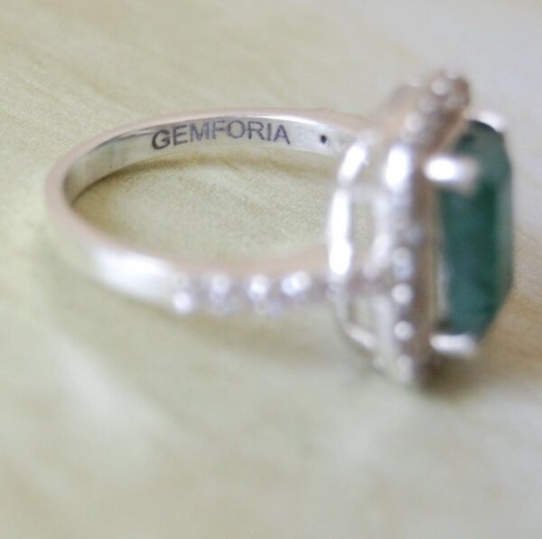 Emerald and Cubic Zirconia Sterling Silver Ring - Image 3