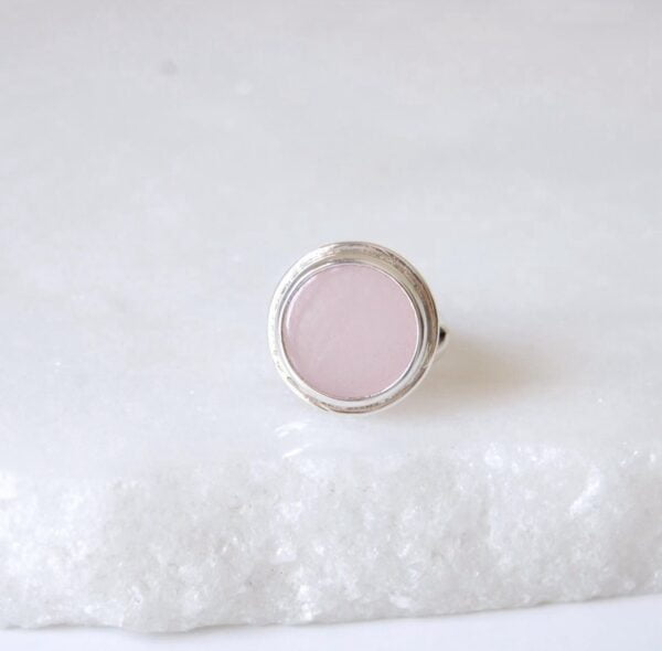 Rose Quartz Sterling Silver Ring - Image 3