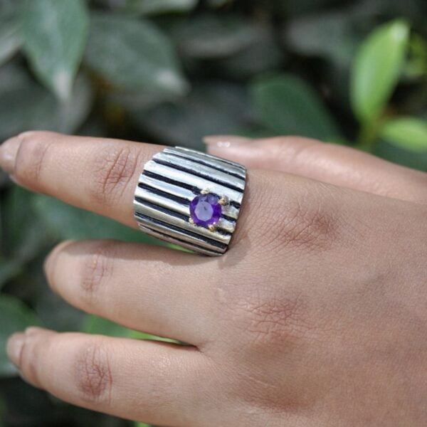 Amethyst Oxidized Sterling Silver Ring