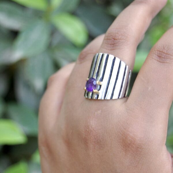 Amethyst Oxidized Sterling Silver Ring - Image 2