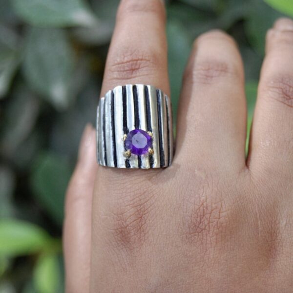 Amethyst Oxidized Sterling Silver Ring - Image 3