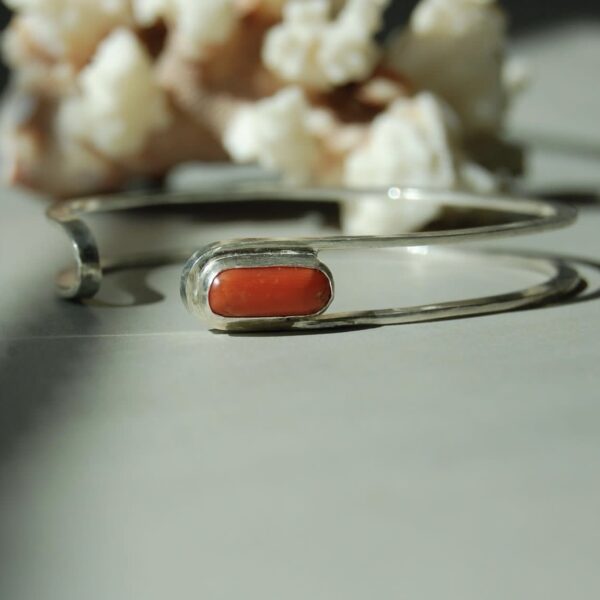 Coral Sterling Silver Cuff - Image 2