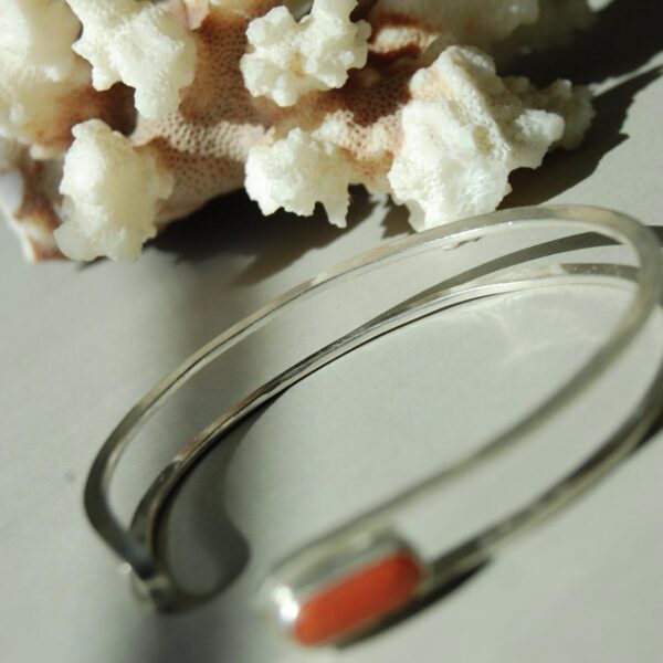 Coral Sterling Silver Cuff - Image 3