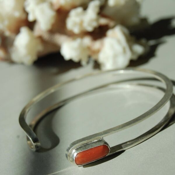 Coral Sterling Silver Cuff