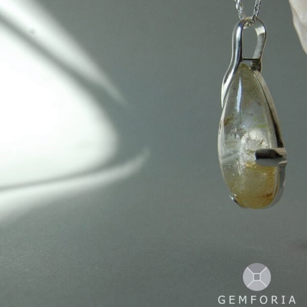 Droplet Rutile Quartz Sterling Silver Pendant - Image 2