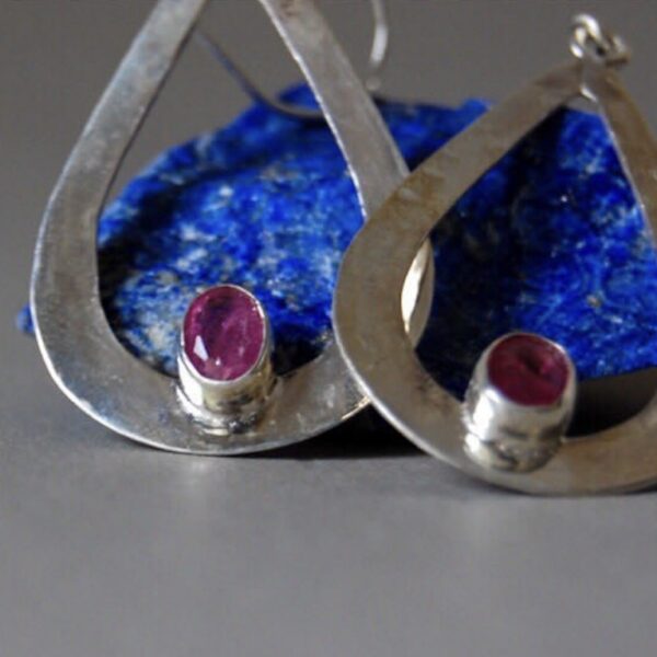 Red Tourmaline Sterling Silver Earrings