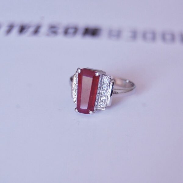 Ruby and Cubic Zirconia Sterling Silver Ring