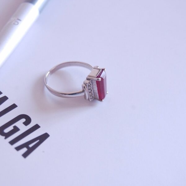 Ruby and Cubic Zirconia Sterling Silver Ring - Image 3