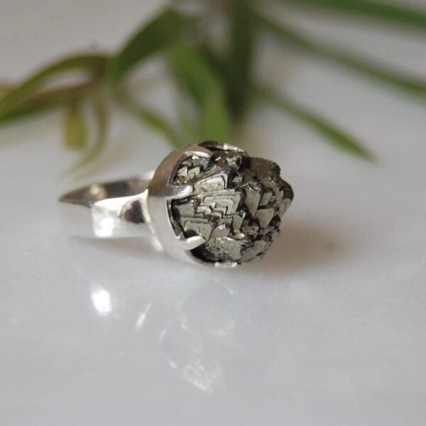 Natural Raw Pyrite Sterling Silver Ring