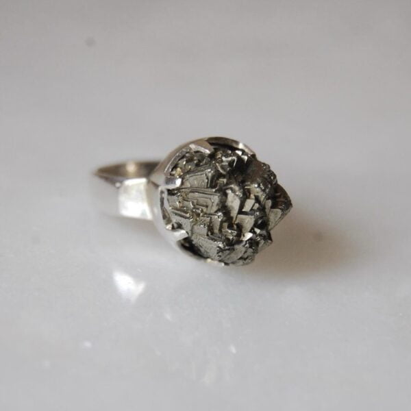 Natural Raw Pyrite Sterling Silver Ring - Image 3