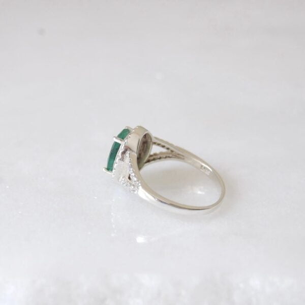 Emerald and Cubic Zirconia Sterling Silver Ring - Image 3