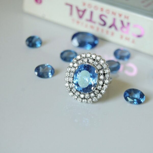 London Blue Topaz & Cubic Zirconia Sterling Silver Ring