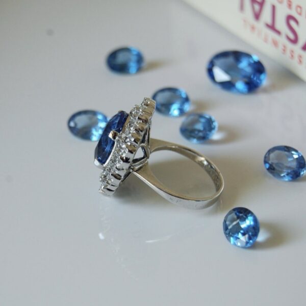 London Blue Topaz & Cubic Zirconia Sterling Silver Ring - Image 2