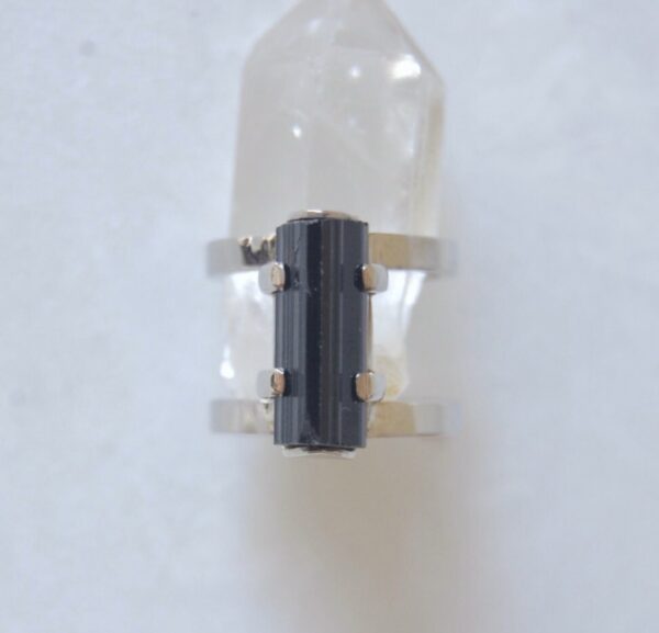 Raw Black Tourmaline Sterling Silver Ring - Image 2