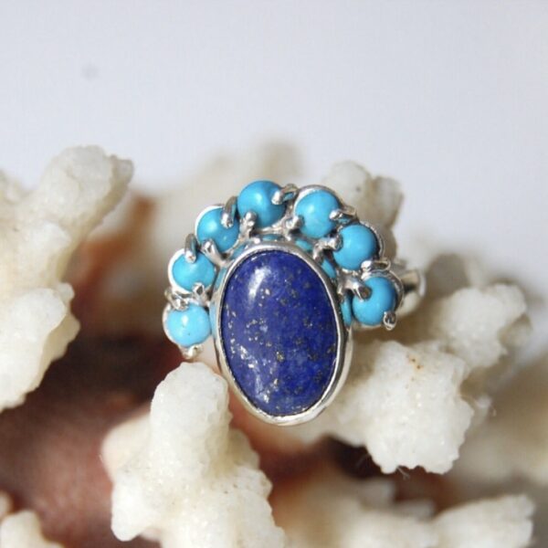 Lapis Lazuli and Turquoise Sterling Silver Ring