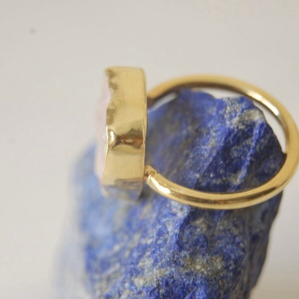 Raw Rose Quartz Sterling Silver (Gold Plated) Ring - Image 8