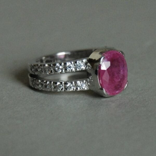 Ruby and Cubic Zirconia Sterling Silver Ring - Image 3