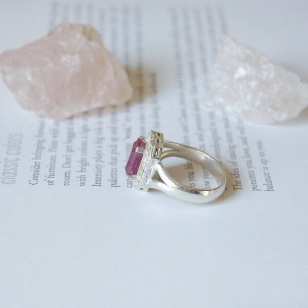 Ruby and Cubic Zirconia Sterling Silver Ring - Image 3