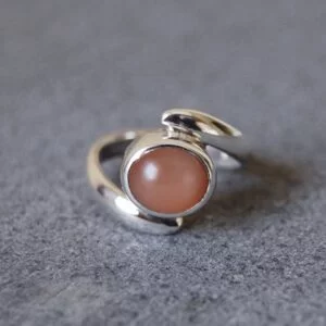 Pink Moonstone Sterling Silver Ring