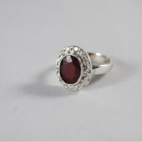 Ruby and Cubic Zirconia Sterling Silver Ring - Image 2