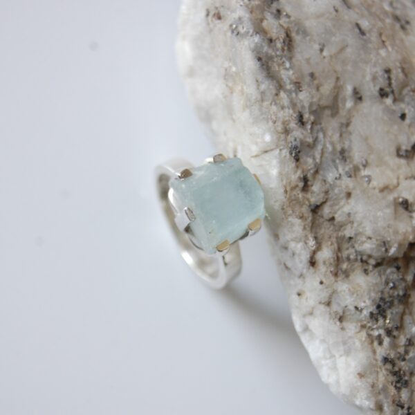 Raw Aquamarine Sterling Silver Ring